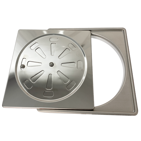 Kit Porta Grelha + Ralo Abre Fecha 10x10 Inox 304 Caixilho