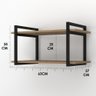 Nicho Duplo Prateleira Industrial Decoração - Sala Quarto Cozinha Escritório 63x35cm - 4