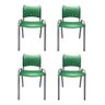 Kit Com 4 Cadeiras Iso Para Escola Escritório Comércio Verde Base Prata - 1