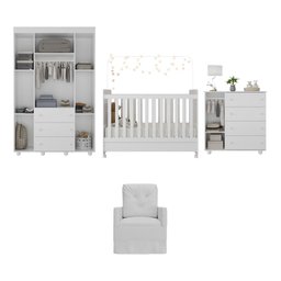 Quarto Completo com Colchão e Poltrona de Amamentação Pimpolho Multimóveis Mp4097 Branco - 6 Quarto Completo com Colchão e Poltrona de Amamentação Pimpolho Multimóveis Mp4097 Branco - 6