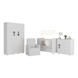 Quarto Completo com Colchão e Poltrona de Amamentação Pimpolho Multimóveis Mp4097 Branco - 2 Quarto Completo com Colchão e Poltrona de Amamentação Pimpolho Multimóveis Mp4097 Branco - 2