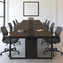 Ver imagem 3 de Mesa de Reunião Retangular Tália Moderno sem Gavetas MDP 360cm Freijó Preto