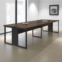 Ver imagem 1 de Mesa de Reunião Retangular Tália Moderno sem Gavetas MDP 360cm Freijó Preto