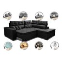 Ver imagem 3 de Sofá de Canto 2.60x2.36m Retrátil e Reclinável com Molas Cama inBox Platinum Direito Suede Preto