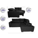 Ver imagem 2 de Sofá de Canto 2.60x2.36m Retrátil e Reclinável com Molas Cama inBox Platinum Direito Suede Preto
