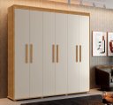 Ver imagem 1 de Guarda Roupas 2,10 MDF 6 Portas Milão Fenix Cinamomo / Off White
