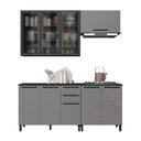 Ver imagem 2 de Cozinha Completa Diamante 8 Portas 3 Gavetas com Vidro Chumbo/titanio - Indékes