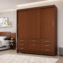 Ver imagem 1 de Guarda-Roupa Casal Lais 3 Portas de Correr Gavetas com Sapateira MDF Pm Home