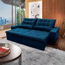Ver imagem 7 de Sofá Retrátil Reclinável Islândia 2,10m Suede Velut Azul Marinho Molas no Assento - King House