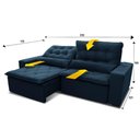 Ver imagem 2 de Sofá Retrátil Reclinável Islândia 2,10m Suede Velut Azul Marinho Molas no Assento - King House