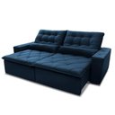 Ver imagem 4 de Sofá Retrátil Reclinável Islândia 2,10m Suede Velut Azul Marinho Molas no Assento - King House