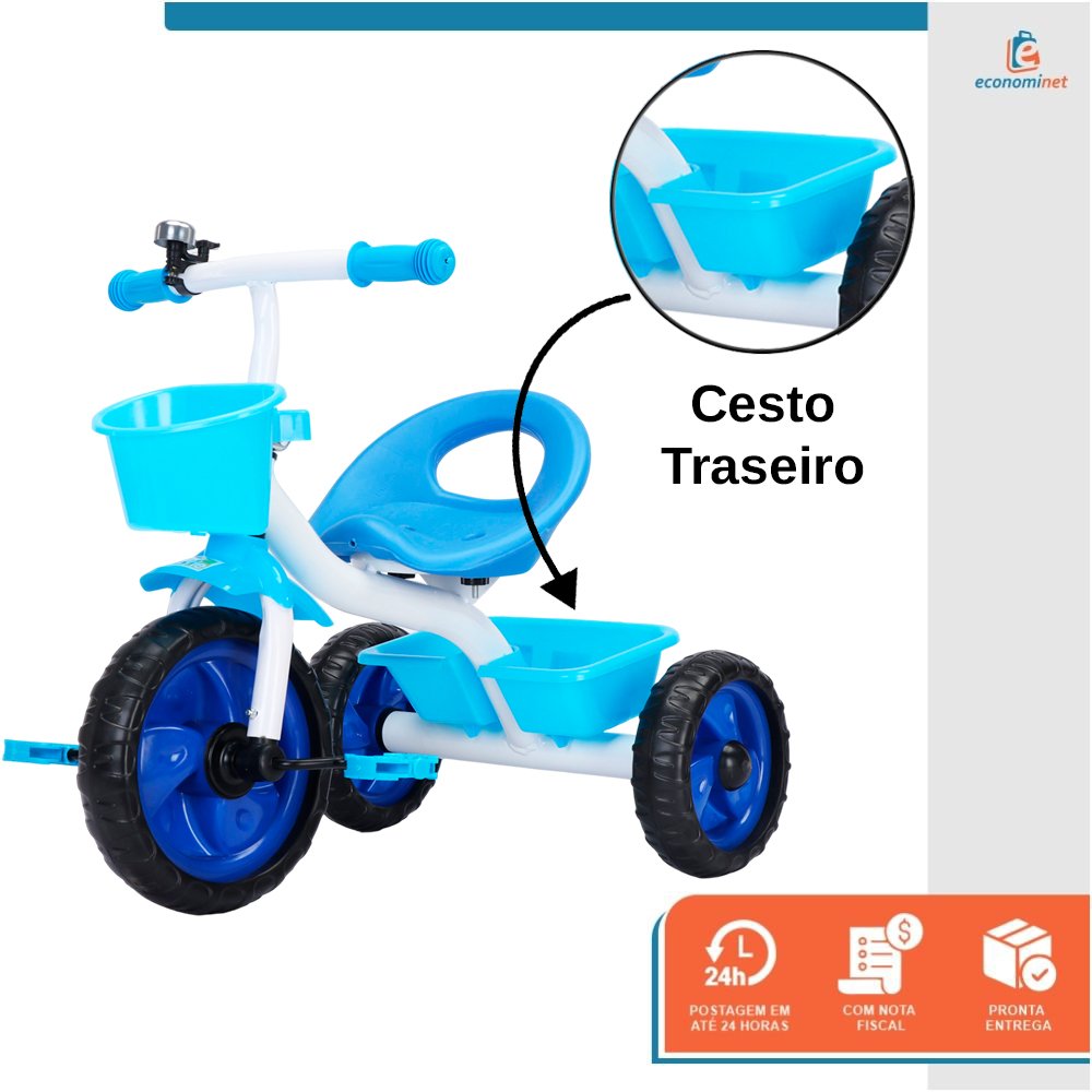 Triciclo Infantil Pedal 3 Rodas Passeio Bicicleta Segurança Jony - Baby Style - 5