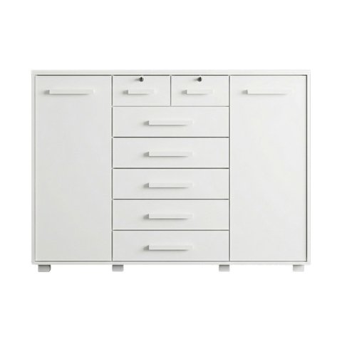 Cômoda Design Moderno Mega com 5 Gavetas e Sapateira Resistente e Duradoura - Branco