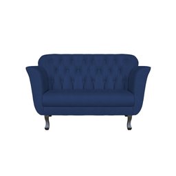 Namoradeira Decorativa Suede Azul Marinho 2 Lugares Pés Madeira Ms Decor - 1