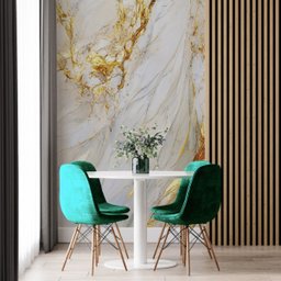 Papel de Parede Painel 3D Mármore Branco Amarelo 2M Revestimento Auto Colante Brilho Marmorizado - 2