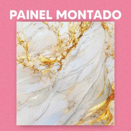 Papel de Parede Painel 3D Mármore Branco Amarelo 2M Revestimento Auto Colante Brilho Marmorizado - 3