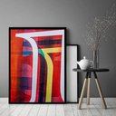 Ver imagem 2 de Quadro Decorativo Abstrato Vermelho Riscos - 70x50cm:moldura Branca