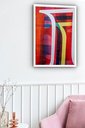 Ver imagem 1 de Quadro Decorativo Abstrato Vermelho Riscos - 70x50cm:moldura Branca