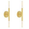 Kit 2 Arandelas Parede Luminária Tubo 2 Difusores Dourado - 1
