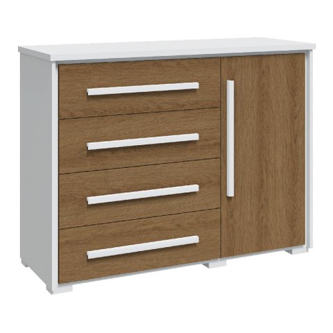 Cômoda Grande com Sapateira e 4 Gavetas Angra Rimo - Branco/jequitibá