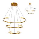Ver imagem 1 de Lustre Pendente Luminaria Arco Aneis 94W Perfil Dourado Sala de Estar Quarto Casa Sala de Jantar Res