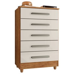 Cômoda para Quarto 5 Gavetas Paola Cedro Areia - Saga Decor - 1