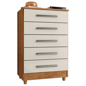 Cômoda para Quarto 5 Gavetas Paola Cedro Areia - Saga Decor