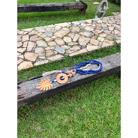 Enfeite Colar Terço de Mesa Decorativo Azul Royal_costela de Adão