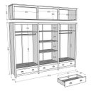 Ver imagem 4 de Conjunto Quarto: Guarda-roupa 12 Portas, Cômoda 8 Gavetas Freijó Topázio Madeira Pinus - Finestra