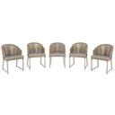 Ver imagem 1 de 5 Cadeira Noronha Aluminio Micro Pintura Champanhe, Tr. Telinha Corda Nautica Rami, Estofado - Fendi