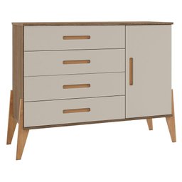 Quarto de Bebê Emilly 3 Portas e Berço Americano Retro Vitória Off White Carvalho com Colchão Ortobo - 3