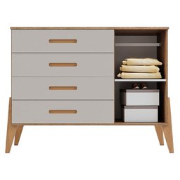 Quarto de Bebê Emilly 3 Portas e Berço Americano Retro Vitória Off White Carvalho com Colchão Ortobo - 6