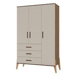 Quarto de Bebê Emilly 3 Portas e Berço Americano Retro Vitória Off White Carvalho com Colchão Ortobo - 4