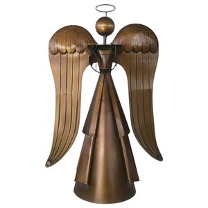 Anjo Verniz Rústico Grande De Natal Com Harpa Feito em Ferro Libertas Rosas Artesanato Anjo Natalino