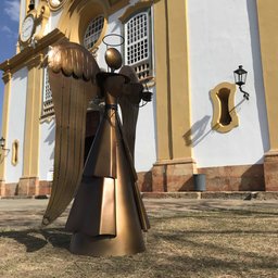 Anjo Verniz Rústico Grande De Natal Com Harpa Feito em Ferro Libertas Rosas Artesanato Anjo Natalino - 3
