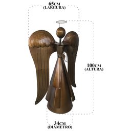 Anjo Verniz Rústico Grande De Natal Com Harpa Feito em Ferro Libertas Rosas Artesanato Anjo Natalino - 2