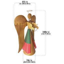 Anjo Verniz Rústico Grande De Natal Com Harpa Feito em Ferro Libertas Rosas Artesanato Anjo Natalino - 11