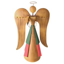 Anjo Verniz Rústico Grande De Natal Com Harpa Feito em Ferro Libertas Rosas Artesanato Anjo Natalino - 10