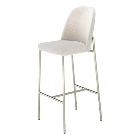 Banqueta Lucille Linho Cru Pés Champanhe 75cm