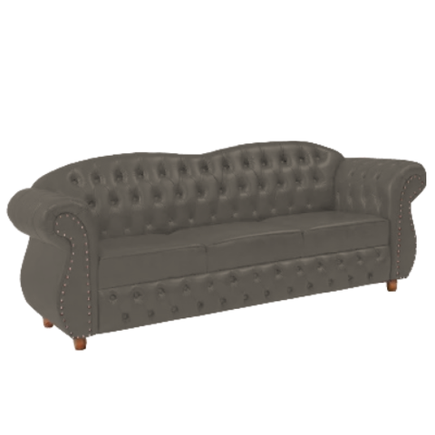 Sofá Chesterfield Merlo 3 lugares 1,80 - Veludo Cinza Camurça / Decoração, recepção, Barbearia, sala