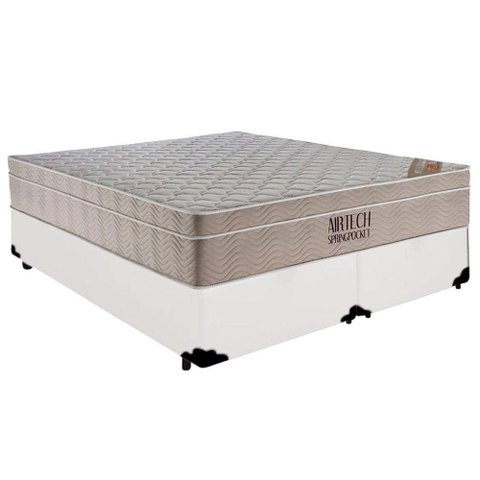Cama Box Base Casal Bipartido Molas Ensacadas Airtech Springpocket 138x188 Branco - Ortobom