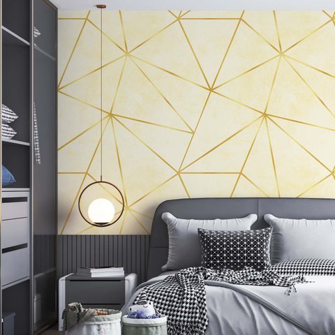 Kit 4 Rolos Papel de Parede Adesivo Zara Ouro Branco e Dourado - 3,0m