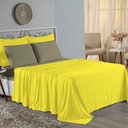 Ver imagem 1 de Jogo de Cama Casal Viúva Nobre 4 Peças Malha 100% Algodão - Amarelo / Avelã