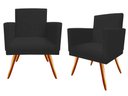 Ver imagem 1 de Kit 2 Poltronas Decorativa Bia Suede Preto Pés Madeira Ms Decor