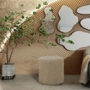 Ver imagem 1 de Puff Banqueta Decoratico Redondo em Tecido Linho Pé Plastico Triunfo Viena:bege