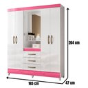 Ver imagem 7 de Guarda Roupa Capri com Espelho 4 Portas Branco Rosa Flex Moval