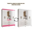 Ver imagem 5 de Guarda Roupa Capri com Espelho 4 Portas Branco Rosa Flex Moval