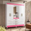 Ver imagem 2 de Guarda Roupa Capri com Espelho 4 Portas Branco Rosa Flex Moval