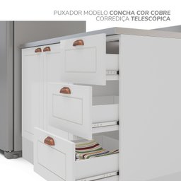 Cozinha Pérola 4 Peças Torre Quente Aéreo 3 Portas e Balcão 2 Gavetas 3 Portas com Tampo Yescasa - 11