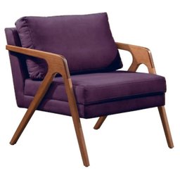 Kit 02 Poltronas Decorativas Madeira Maciça Luxo Itália - Zahav Estofados:Suede Vinho - 3